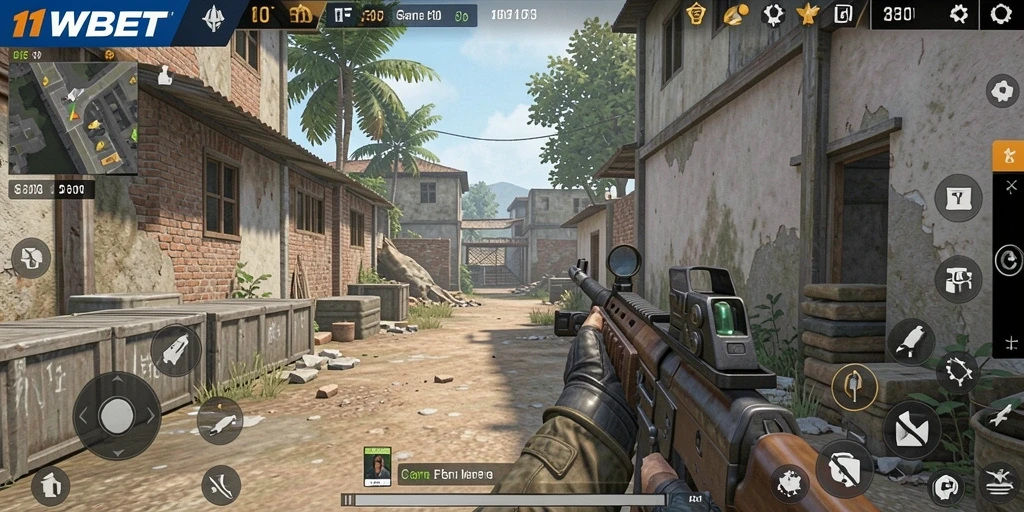 Tangkapan layar gameplay <strong>11WBET</strong> yang menampilkan aksi menembak yang menegangkan.