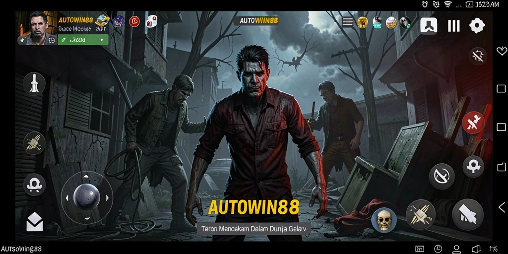 Screenshot AUTOWIN88 menunjukkan aksi gameplay yang penuh ketegangan dan horor.