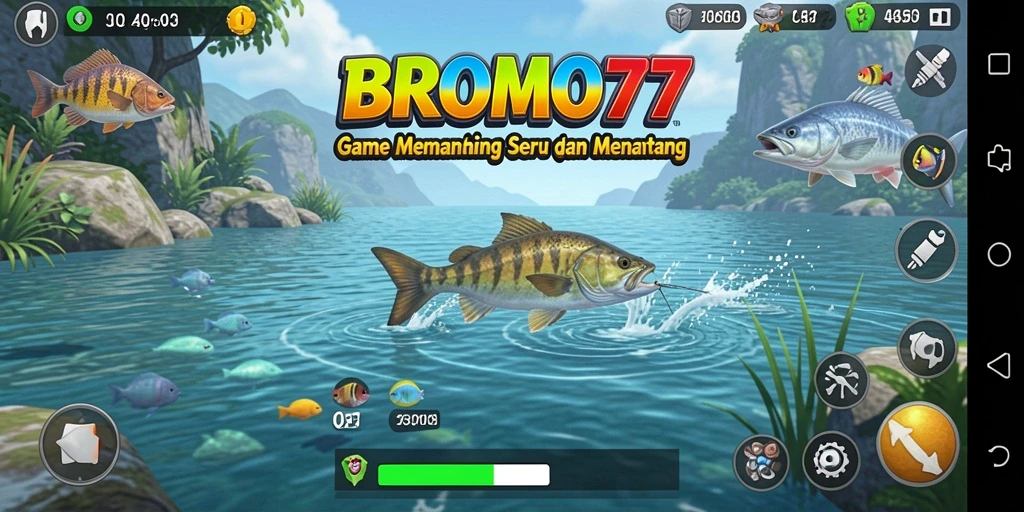 Tampilan gameplay BROMO77 yang menakjubkan saat memancing di laut.