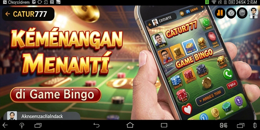 Screenshot gameplay CATUR777 menampilkan suasana seru permainan Bingo.
