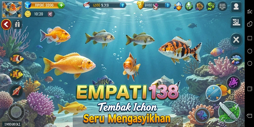 Screenshot gameplay seru dari EMPATI138 yang menunjukkan aksi menembak ikan.
