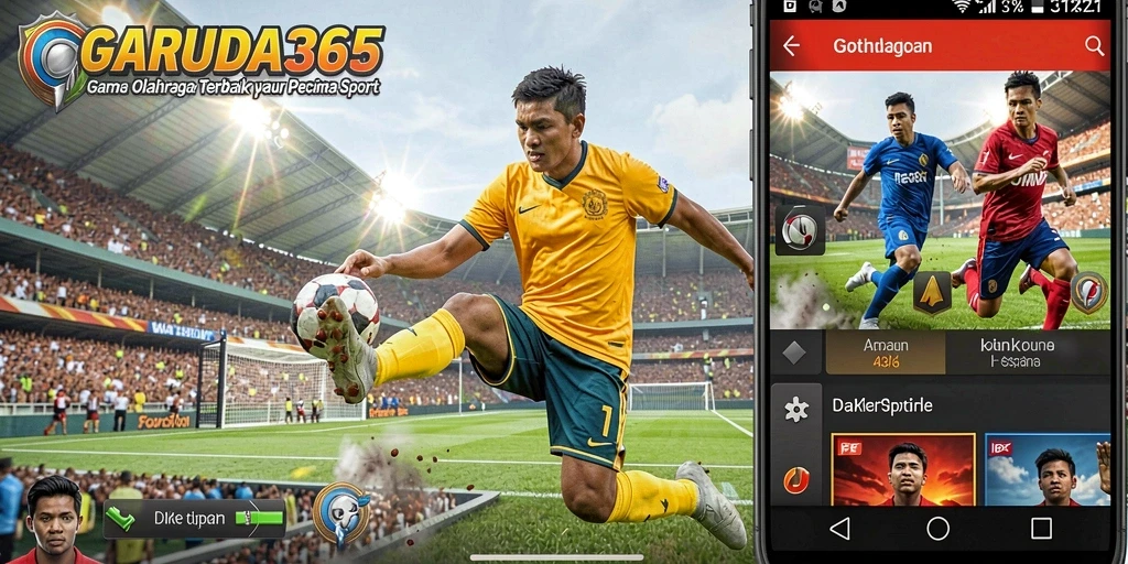 Screenshot GARUDA365 menampilkan aksi seru dalam game olahraga.