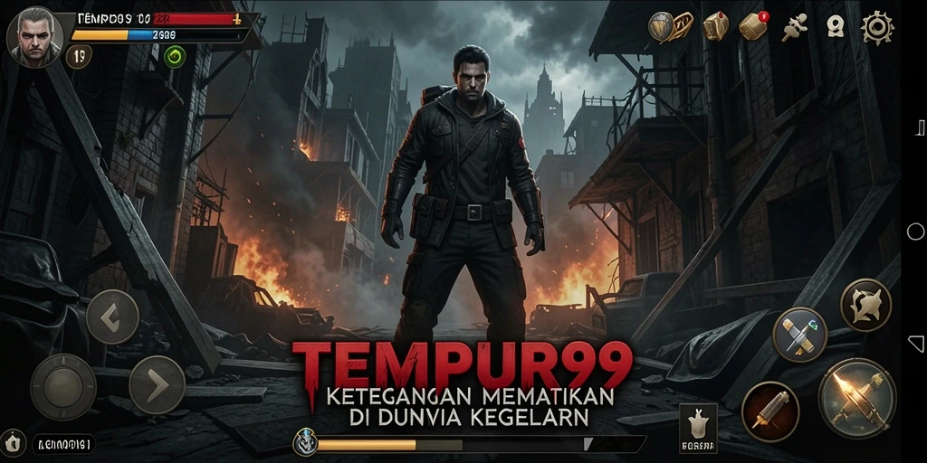 Screenshot gameplay TEMPUR99 menunjukkan suasana mencekam yang menghantui pemain.