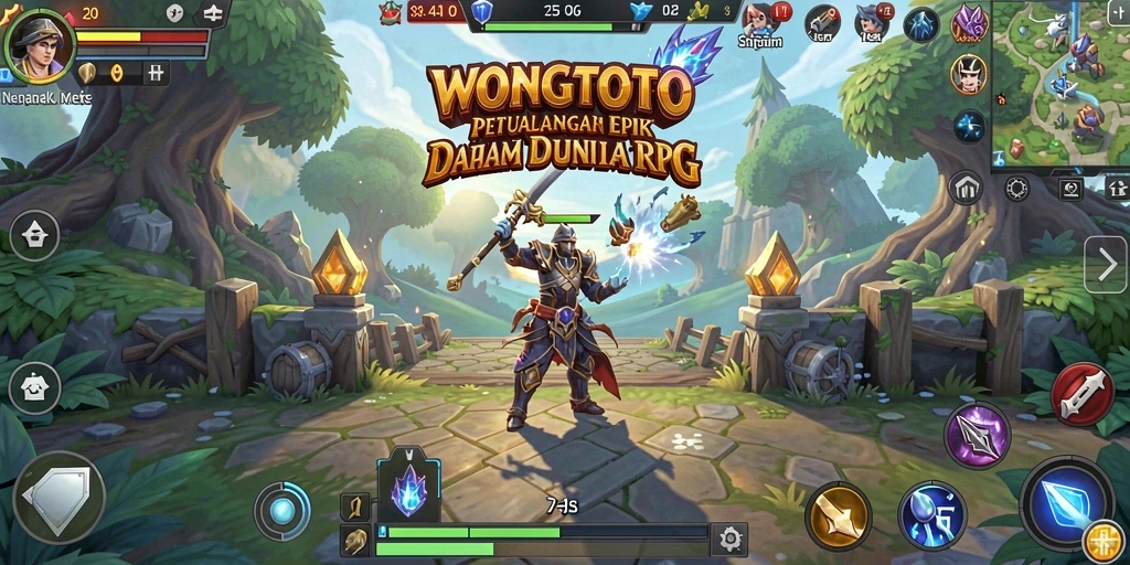Tangkapan layar utama WONGTOTO menampilkan pertarungan seru dalam RPG.