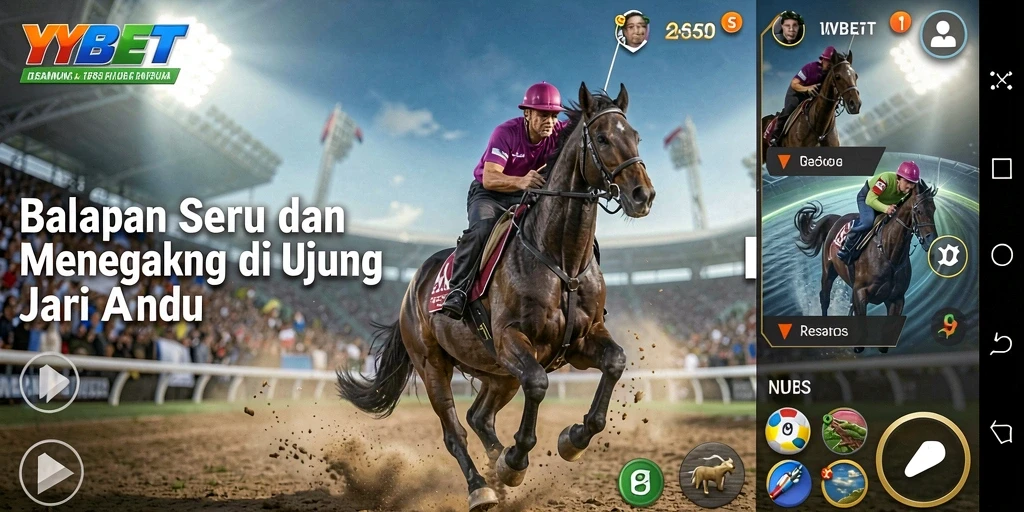 Screenshot YYBET menampilkan aksi balapan seru dengan mobil yang melaju cepat.